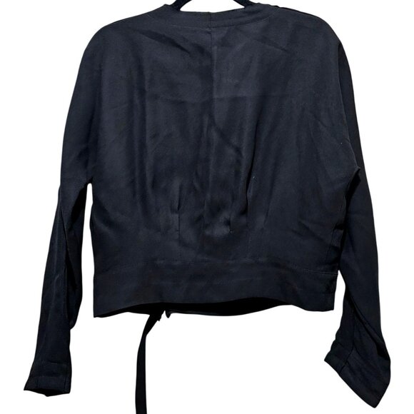 H & M Black Wrap Blouse Women's Size 4 V-Neck Long Sleeve - Picture 2 of 15